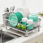 Bulijuju compact dish drying rack demonstrates space-saving design for small kitchens.