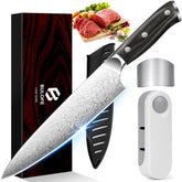 Bulofe 8-inch chef knife blade with ultra sharp edge for precise slicing.