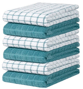 Bumble Kitchen Towels 6-pack in aqua color ready for everyday kitchen use.