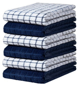 Bumble Towels navy kitchen towel folded showing absorbency for spills
