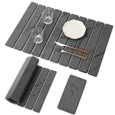Bunmery large stone drying mat in dark gray with marble pattern, absorbs moisture quickly.