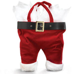 Burton & Burton Santa Pants velveteen bag ready for gifting wine.