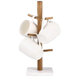 Buruis wood mug holder with marble base keeps mugs neatly displayed