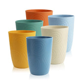 BUSOKIP 12oz wheat straw cups stacked neatly to save cabinet space