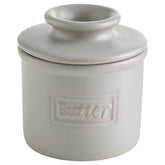 Butter Bell crock lid on counter keeps spreadable butter ready to serve