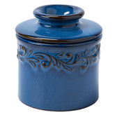 Butter Bell denim blue close-up with reactive glaze showing unique vintage finish