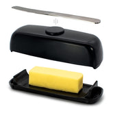 Butter Hub butter dish with lid and knife keeps serving neat and organized.