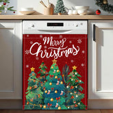 Buxjexh Christmas Tree Magnet Cover on dishwasher front adds festive kitchen ambiance