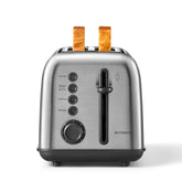 BUYDEEM DT620 front view toaster in retro stainless for quick breakfasts.