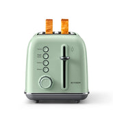 BUYDEEM DT620 toaster front view showcases a compact retro stainless design ideal for small kitchens