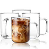 BWODYAY 20 oz mug front view showcases clear glass for latte art.