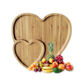 BWWNBY double heart bamboo serving tray for cheese and fruit display