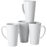 BYCNZB white tall ceramic mug close-up demonstrating ergonomic handle for comfortable grip