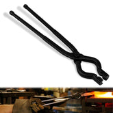 Bzsunway 17-inch V-Bit Bolt Tongs close-up handle enabling precise control during forging.