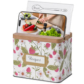Cabbrix strawberry recipe box with wooden lid keeps recipes neatly organized