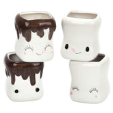 Cabtnca marshmallow mugs set of four with cute faces for cozy hot cocoa gatherings.