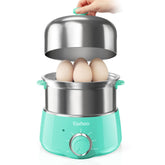 CACHOO 14-egg cooker aqua front view showcasing compact design