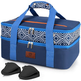 CaCTOUR blue casserole carrier exterior keeps meals secure during transport