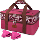 CaCTOUR expandable double-decker carrier with insulated interior for hot or cold meals.