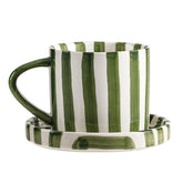 CACXKEP striped art cup and saucer for daily coffee rituals.