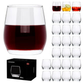 Cadamada 12oz stemless wine glasses assembly, versatile 24-piece set for events.