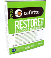 Cafetto Restore descaler packet for espresso machines removes scale for smoother brewing