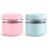 Cafezi 24oz glass lunch bowl with lid for fresh on-the-go meals.