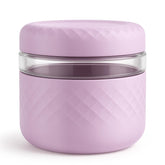 Cafezi 24oz glass lunch bowl with lid showing leakproof design for fresh meals.