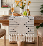 Caflife boho table runner natural cotton for dining tables and surface protection
