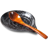 Caigmo spoon rest black front view keeps counters clean and organized.