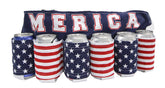 Calhoun Merica Beverage Belt front view showing six-can capacity for outdoor events.