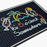 CALUVAR It's Five O'Clock Somewhere bar mat 18x12: festive reminder and spill protection.