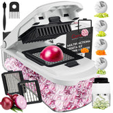 Cambom vegetable chopper container front view with compact meal-prep storage
