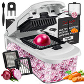 Cambom vegetable chopper container lid showing secure storage and space-saving design.