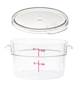 Cambro Camwear 2-quart clear round container for quick content visibility