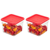 Cambro classic square 6qt container with red lid for organized meal prep.