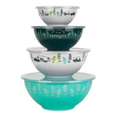 Camco nesting bowl set with lids for compact campsite storage and easy meal prep.