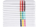 Candy Cottons stripe kitchen towel with absorbent weave for quick spills and drying tasks.