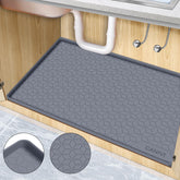 CANIVI under-sink mat 34x22 with raised edges protects cabinets from leaks.