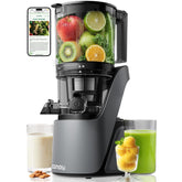Canoly C16 juicer with 6-inch feed chute powering quick whole-fruit juicing.