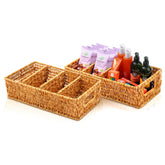 Cantalop two-pack rattan pantry baskets on a shelf for organized storage