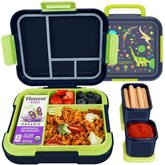 Caperci bento box dinosaur theme front view; kid-friendly design and easy carry.