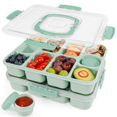 Caperci Snackle Box tray with lid and handle for easy on the go snacking.