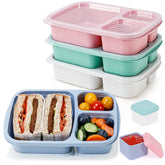 Caperci wheat straw Bento 4-pack with multicolor lids for organized school lunches.