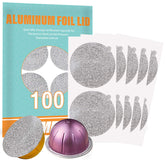 CAPMESSO VertuoLine lids 64mm pack show durable, recyclable lids for reuse.