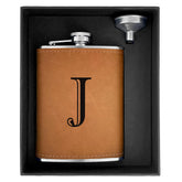 CARAKNOTS hip flask with leather engraving, compact 8oz for discreet on-the-go sipping.