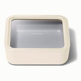 Caraway glass storage 10-cup container shows clear capacity for leftovers and planning