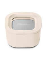 Caraway mini square glass container shows compact size for single meals