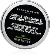 Caron and Doucet griddle seasoning bottle pour creates a protective nonstick coating.