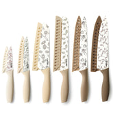 CAROTE 12-piece knife set with white floral design for stylish daily cooking